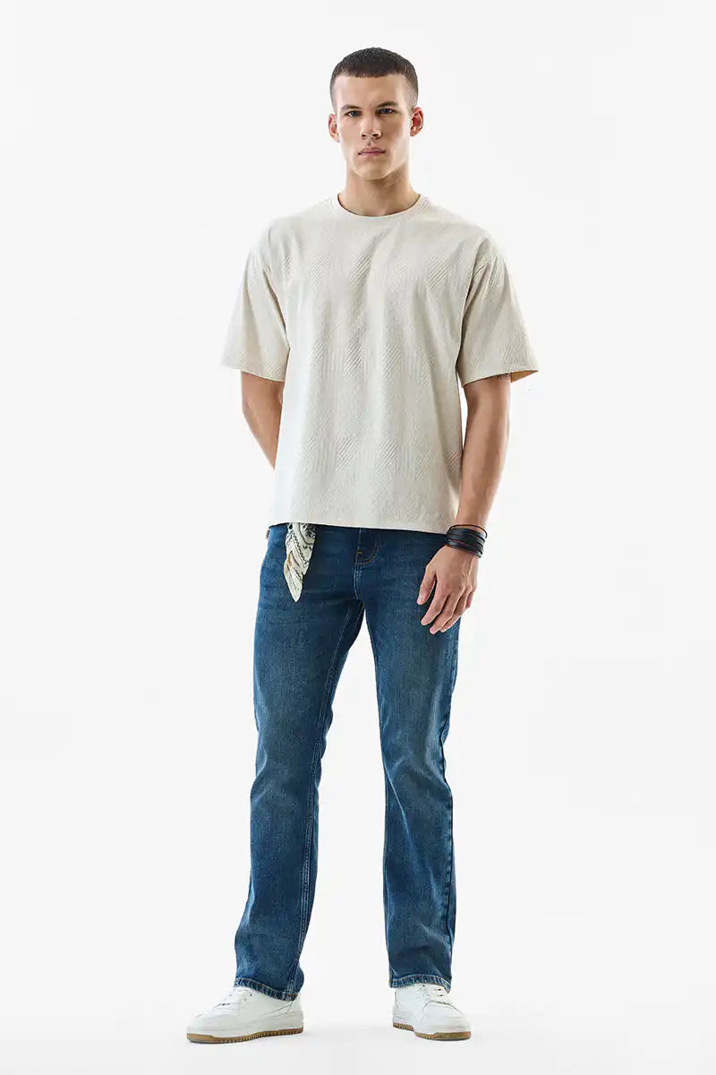 Washed Straight Fit Stretch Jeans