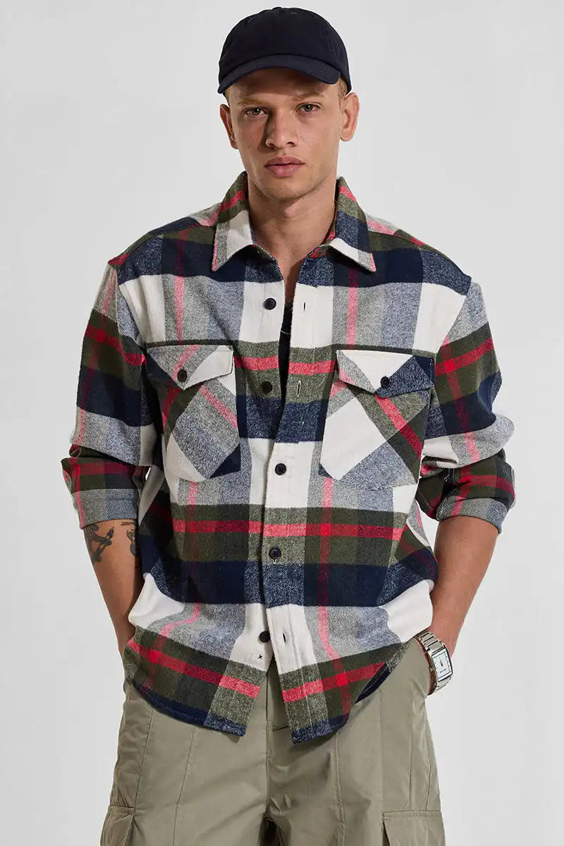 Multi Checks Relaxed Fit Overshirt