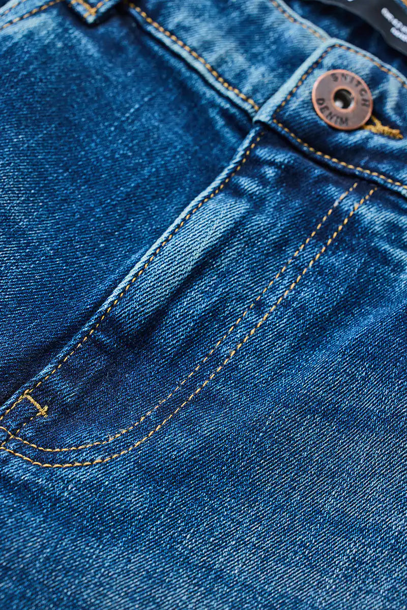 Washed Straight Fit Stretch Jeans
