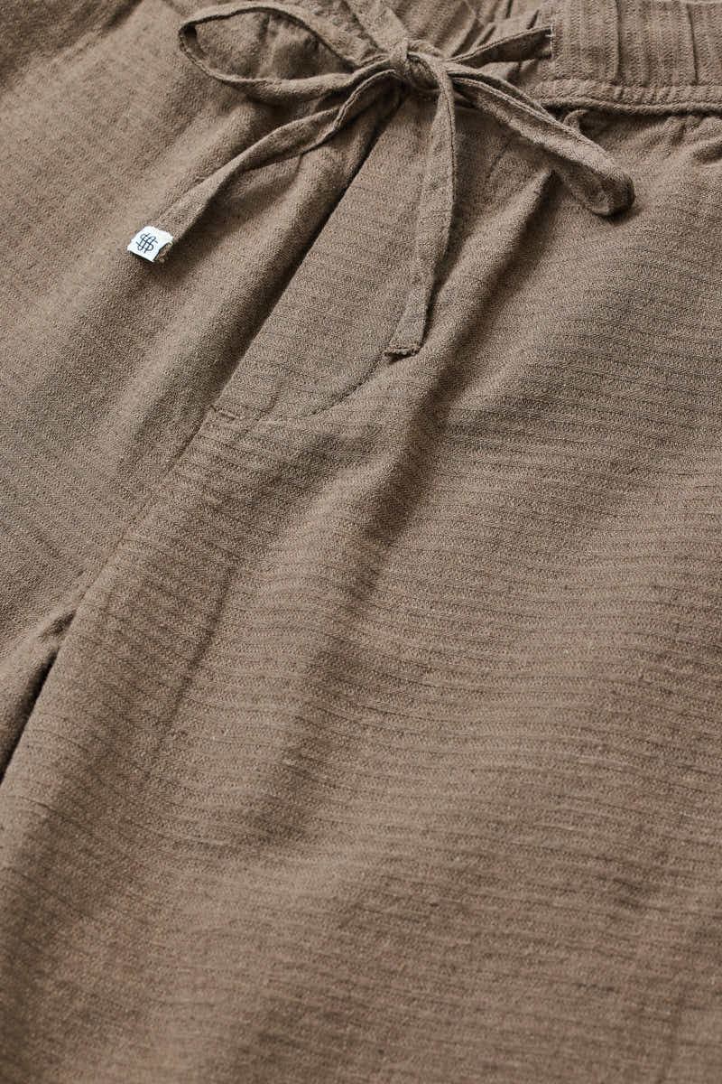 Textured Relaxed Fit Linen Blend Trousers